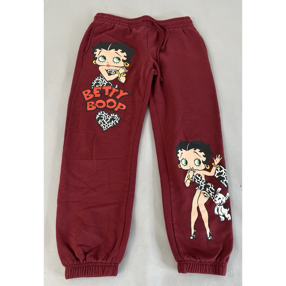 Betty‎ Boop Women's Sweatpants Red Graphic Size Large  Pockets Drawstring.